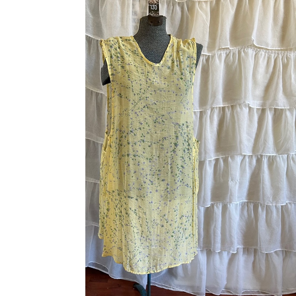 FLAX Breezy Lightweight Rayon/Nylon Dress with Pockets Free Size M L XL